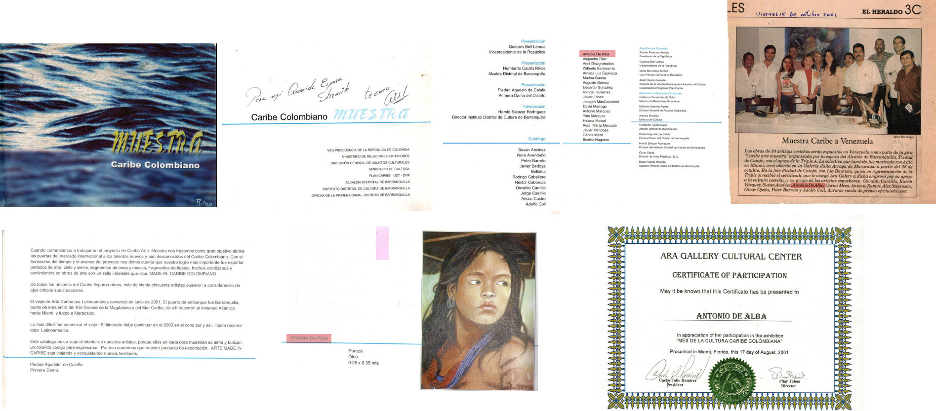 Muestra Caribe Colombiano, EEUU, Venezuela, Uruguay, Argentina y Chile, 2001 - 2002.