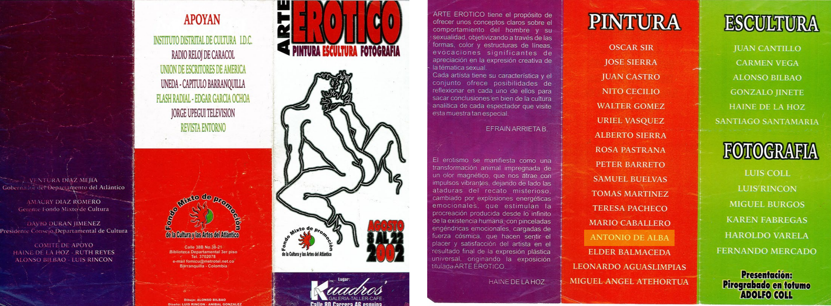Arte Erótico: Pintura, Escultura y Fotografía, Galería Taller , Kuadros, Barranquilla, Agosto/2002