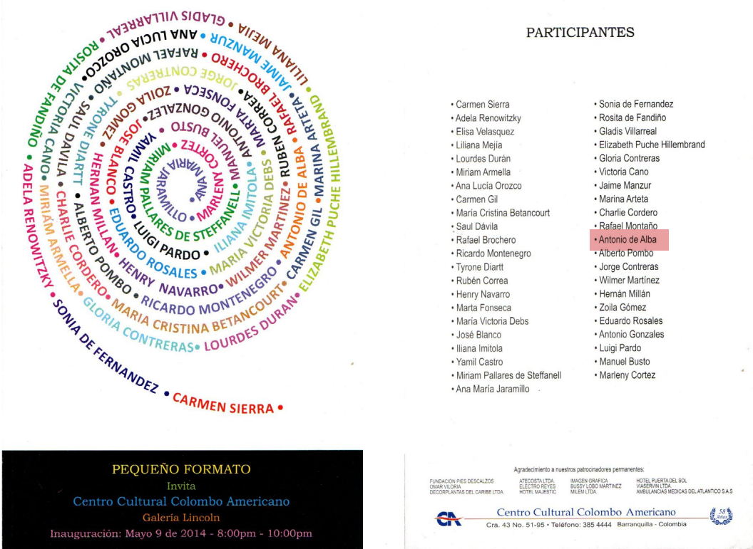 Pequeños Formatos, Centro Cultural Colombo-Americano Galería Lincoln, Mayo/2014.
