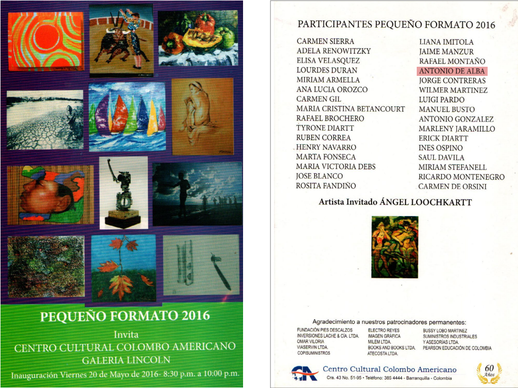 Pequeños Formatos 2016, Centro Cultural Colombo-Americano Galería Lincoln, Mayo/2016.