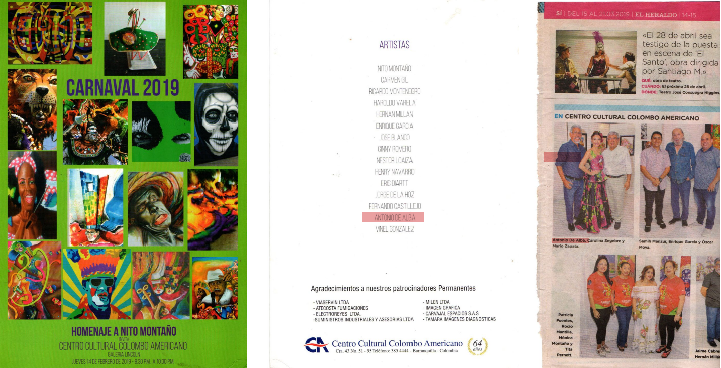 Homenaje a Nito Montaño, Centro Cultural Colombo-Americano Galería Lincoln, Febrero/2019.